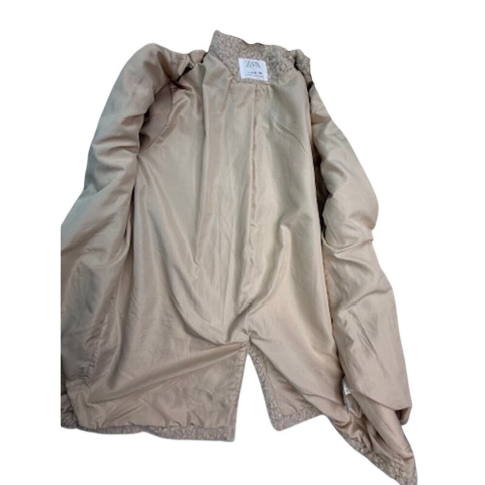 ZARA Bouclé Teddy Sherpa Coat Beige – Size 13–14 (Women’s XS/S Fit) - Picture 12 of 13